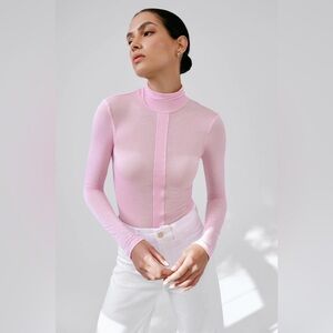 Marcella New York Amsterdam Sheer Turtleneck Top, Size Small